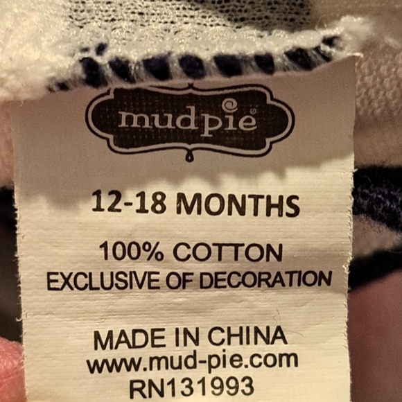 Mudpie size 12-18 months lobster on blue & white stripe romper - Picture 2 of 6